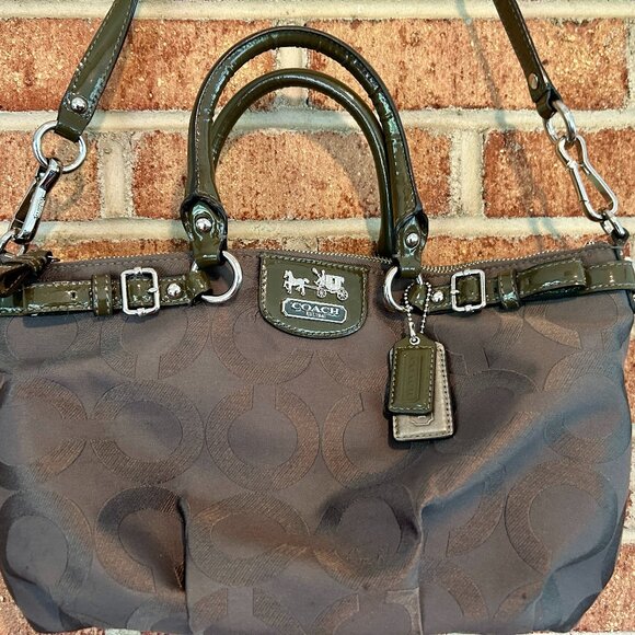 Coach Madison Signature Op Art Satchel Handbag Bag 18619